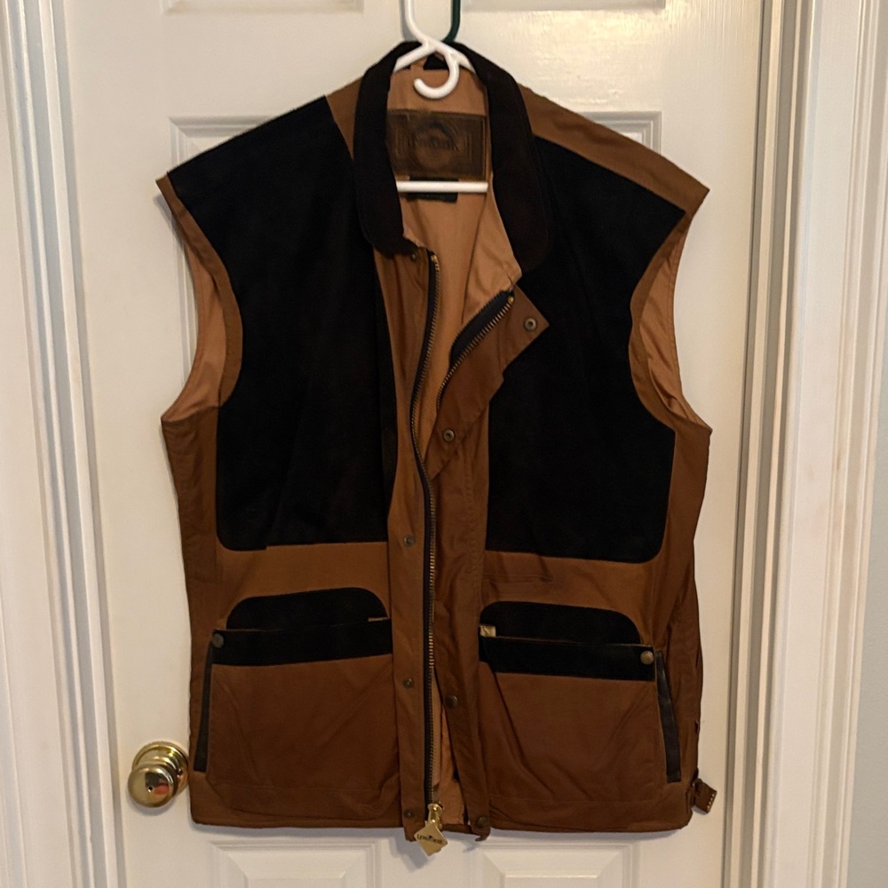 Men's Brown & Black Utility Vest Jacket